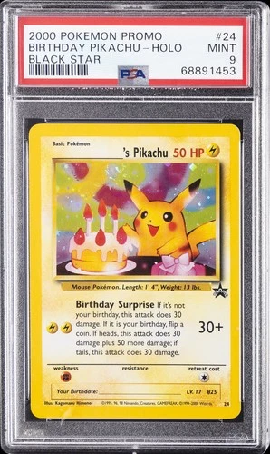 2000 POKEMON PROMO BLACK STAR #24 BIRTHDAY PIKACHU-HOLO PSA 9