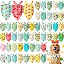 50 PCS Summer Themed Dog Bandanas Hawaiian Triangle Bibs 25.6 x 17.7 x 17.7