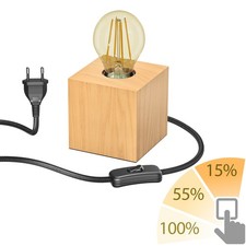 Lampada da tavolo HITO in legno massiccio angolare incl. lampada E27 oro max.