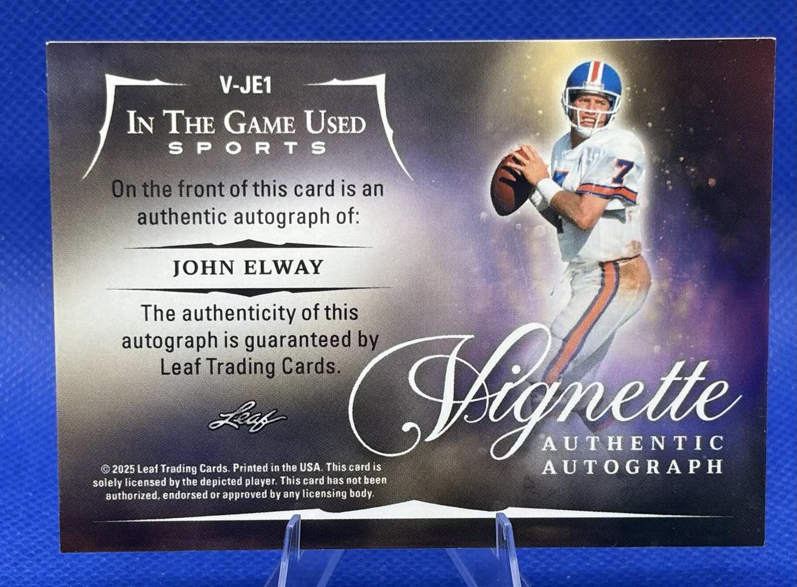2025 Leaf In The Game John Elway 1/4 Used Sports Vignette Auto Denver Broncos 🔥 view 3