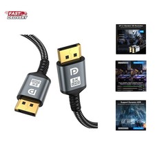 16K DisplayPort Cable 2.1, 6.6 FT DP Cable 16K 60Hz,8K 120Hz,4K 240Hz, 40Gbps...