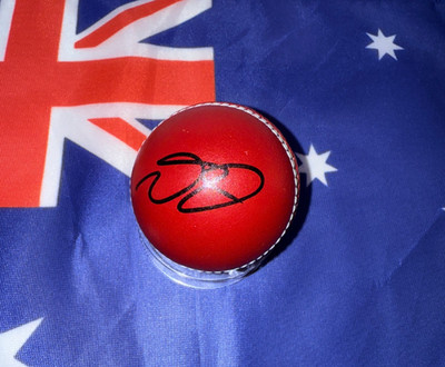 Nathan Lyon (Australia) signed Red 156g Cricket Ball -Australia Test Team (#3)