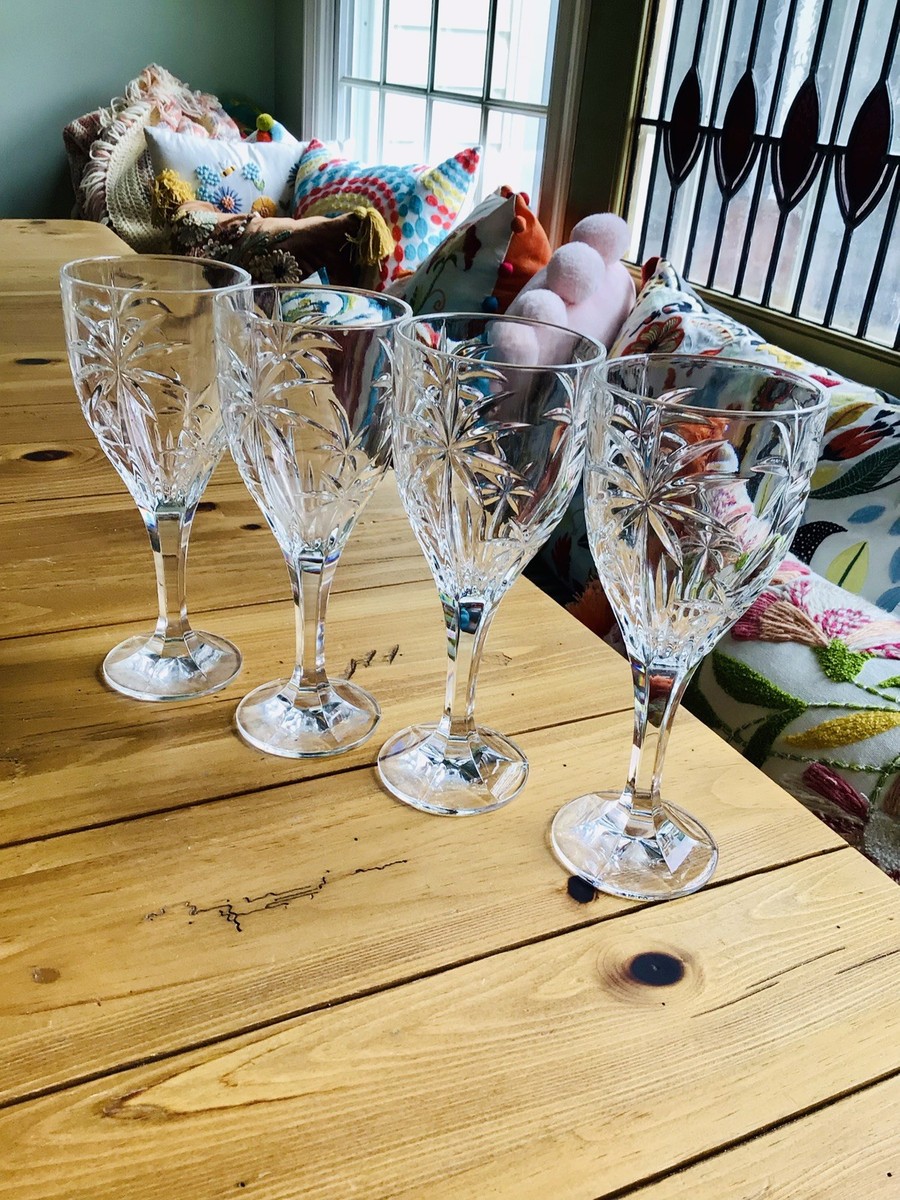Set of 4 Godinger Shannon Crystal South Beach Palm Tree Wine/Beverage  Glasses | eBay
