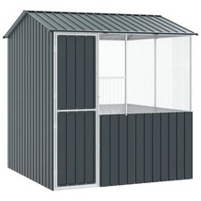 Bird Cage with Storage Anthracite Galvanised Steel Outdoor Enclosure vidaXL