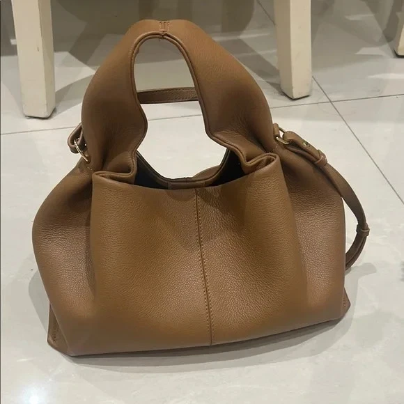 Polene Paris Numéro Neuf Mini Textured Camel Genuine Leather Designer Bag - Image 2 of 4