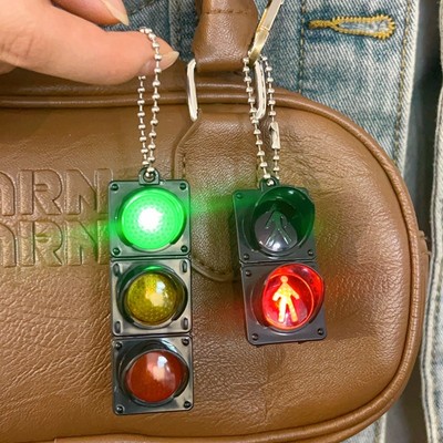 2 Pcs Traffic Light Keychains With Crosswalk Light Fun Toy LED