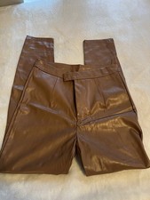 Fashion Nova Brown Faux Leather Pleated Pants, Women's M