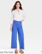 NWT Universal Thread Women High Rise Sailor Wide Leg Jeans Cobalt Blue Size 4