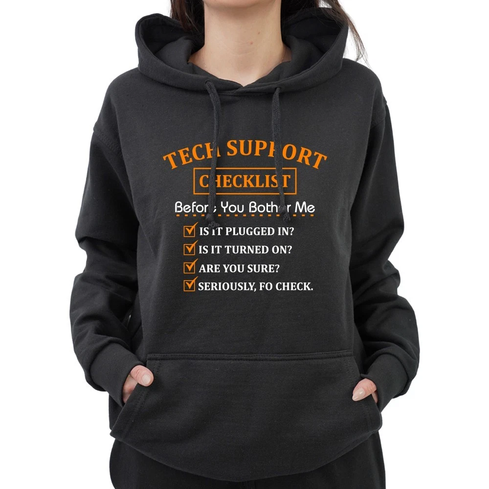 Funny Tech Support Checklist Sarcastic Backend Operations Teen Unisex Hoodie