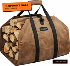 Firewood Carrier Waxed Canvas Firewood Bag Heavy Duty Large Fireplace Carrier Du