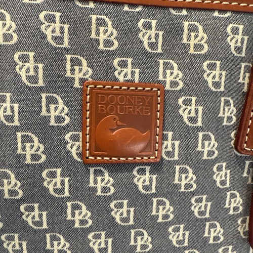 Dooney & Bourke Logo Canvas Leather Tassel Tote Purse Handbag - Picture 6 of 7