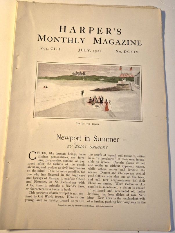 1901  Newport Rhode Island Harper's Magazine RI insert