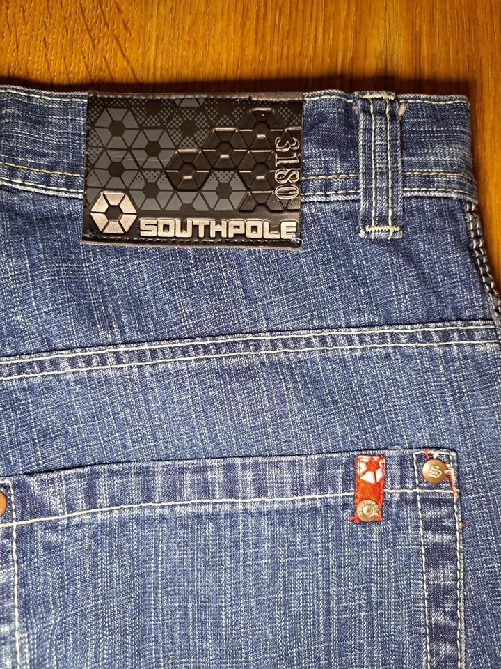 Jeans masculino vintage Y2K Baggy Southpole 32x28 azul algodão - Imagem 3 de 4
