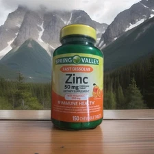 Spring Valley Zinc with Vitamin C 150 Ct | Fast Dissolve Chewable Orange Tabs