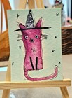 Original Purple Witch Cat Watercolor Painting Halloween Folk Art OOAK Juniper — photo 2