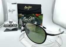 MAUI JIM ALELELE BRIDGE MJ 438-2M MATTE BLACK MAUI HT GREEN POLARIZED SUNGLASSES