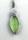 Pendant Antique Art Deco Marquise Drop Necklace Green Glass Filigree — photo 5