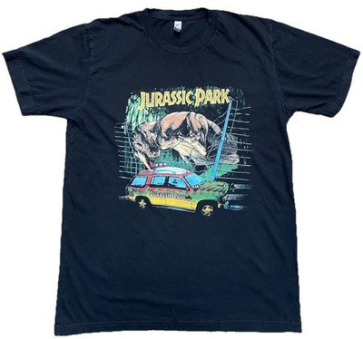 VINTAGE Jurassic Park 2001 T Rex Attack T-Shirt passt Large L Herren schwarz