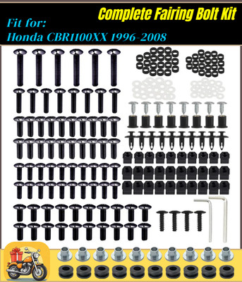 Black Complete Fairing Bolt Kit Stainless Screws for Honda CBR1100XX 1996-2008
