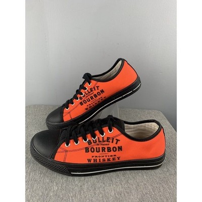 BULLEIT BOURBON FRONTIER WHISKEY Men's Skate shoes size 7 Women 9 orange/black