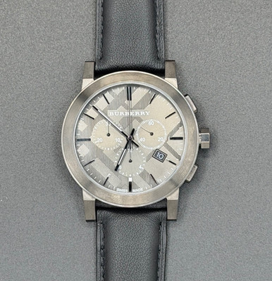 BURBERRY BU9364 Chronograph Dial Steel Case Leather Strap Men's Watch