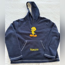 Warner Bros. Looney Tunes Tweety Bird Fleece Hoodie Sweatshirt Navy Unisex M EUC