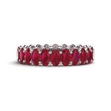 Oval 5x3mm Ruby Full Eternity Band Ring 925 Sterling Silver