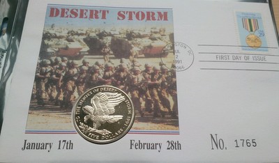 1991 Rare Marshall Islands 5 Five Dollars Desert Storm Coin Cover Only 2 000 Ebay