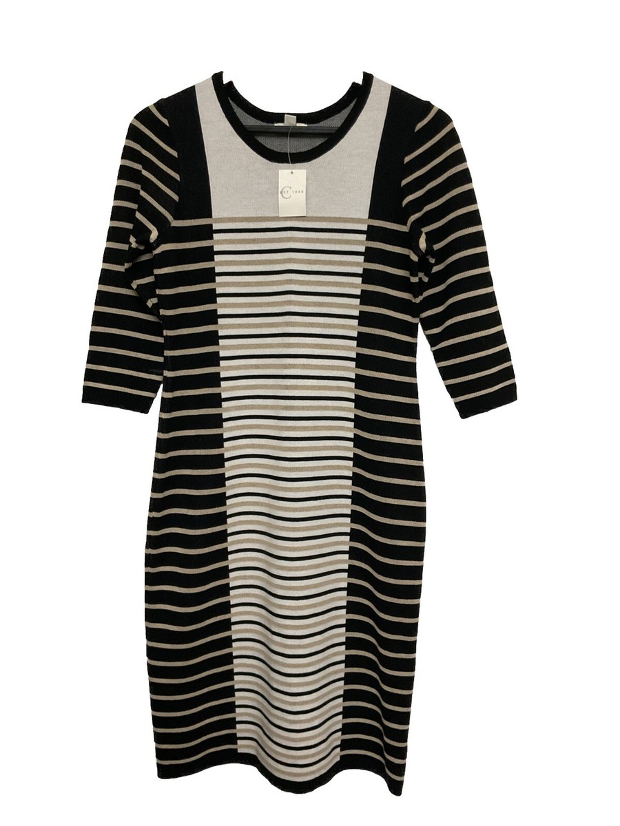 Cato Sweater Dress Women's Size Small Black Beige Striped Tight Knit New | eBay Cato Sweater Dress Women's Size Small Black Beige Striped Tight Knit New | eBay