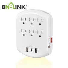 BN-LINK Multi Plug Outlet, USB Wall Charger with 6 Outlets, 3 USB Charging Ports