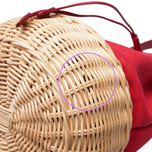 Prada Red rattan canvas bucket bag - Picture 9 of 18