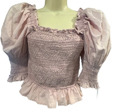SEA New York Simona Blossom smocked puff sleeve top M | eBay