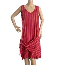Drew Anthropologie Linen Blend Sleeveless Dress Wrap Red Stripe Size M