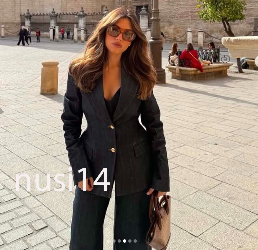 【ZARA】デニムブレザー ZWコレクション 2342/223/407 ZARA NEW WOMAN DENIM BLAZER ZW COLLECTION JACKET BLUE XS-XL