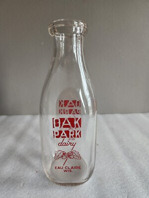 #ad #ad Oak Park Dairy Eau Claire Wi. 1 Quart Milk Bottle • Red Pyro Glaze $11.99
