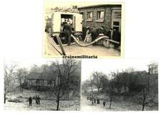 3x Orig. Foto Feuerwehr bei d. Arbeit 1950'er Jahre - Löschwagen Löschfahrzeug