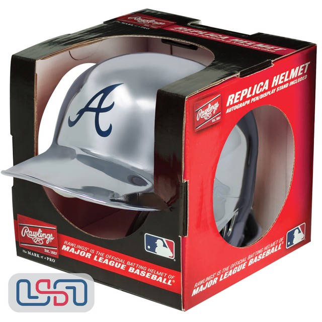 Atlanta Braves MLB Rawlings Silver Chrome Mini Replica Baseball Helmet eBay