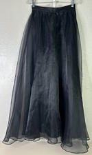 VTG Positively Ellyn Sz 10 Black 40" Long Skirt Sheer Over Taffeta 100 Poly EUC