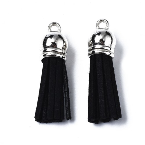 10 Pcs Faux Suede Tassel Decoration Silver End 27 Colour 35-37mm (FIND-T002-A) - Picture 11 of 57