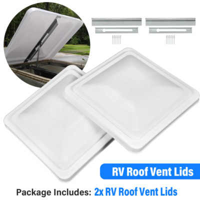 2 Pack RV Vent Covers Camper Roof Replacement Trailer Ventline White 14'' x 14''
