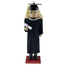 Clever Creations Female Graduate 14 Inch Traditional Wooden Nutcracker, Festi...