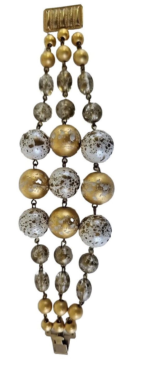 デイジー様 Goldtone Faux Wedding Cake Pearl And Lucite Beads Link Costume