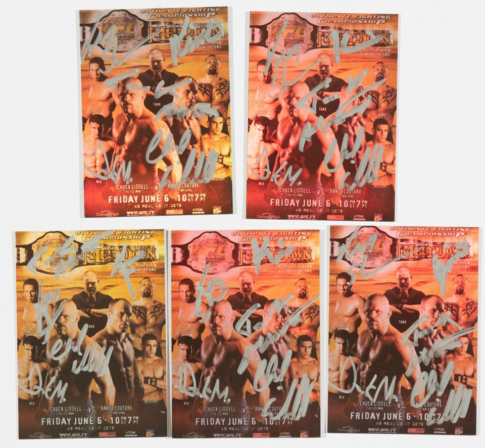 Chuck Liddell Ken Shamrock Tank Abbott Kimo Signed 2010 Topps UFC 43 Poster Card - Image 2 of 4