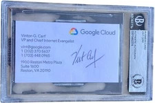 VINT CERF SIGNED BUSINESS CARD BECKETT BAS GOOGLE FATHER OF THE INTERNET 2