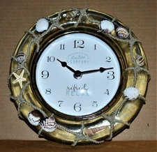 Firstime & Company Round Nautical Clock, 8 1/2" dia. "Refresh Relax", Excellent