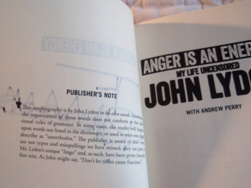 JOHN LYDON ANGER IS AN ENERGY BOOK SIGNED AUTOGRAPHED SEX PISTOLS JOHNNY ROTTEN - Imagen 4 de 10