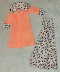Vintage Clone Barbie Maddie Mod 70s Floral Neon Orange Dress Overcoat Outfit Set