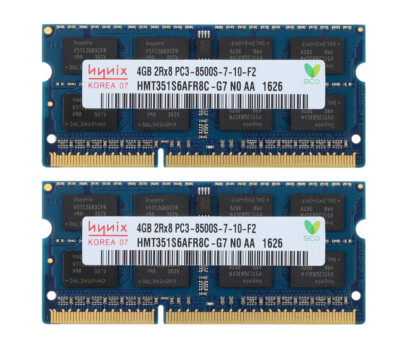 8GB 2X4GB 4G 8G 2Rx8 PC3-8500S DDR3 1066Mhz 204PIN SO-DIMM Laptop Memory RAM GS