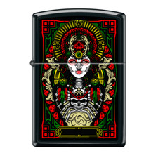 La Catrina Day of the Dead Theme Black Matte Zippo Lighter