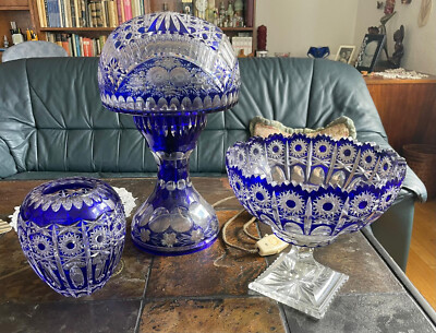 Bohemia Kristall Konvolut  / Prunkschale -- Kugelvase  --  Tischlampe